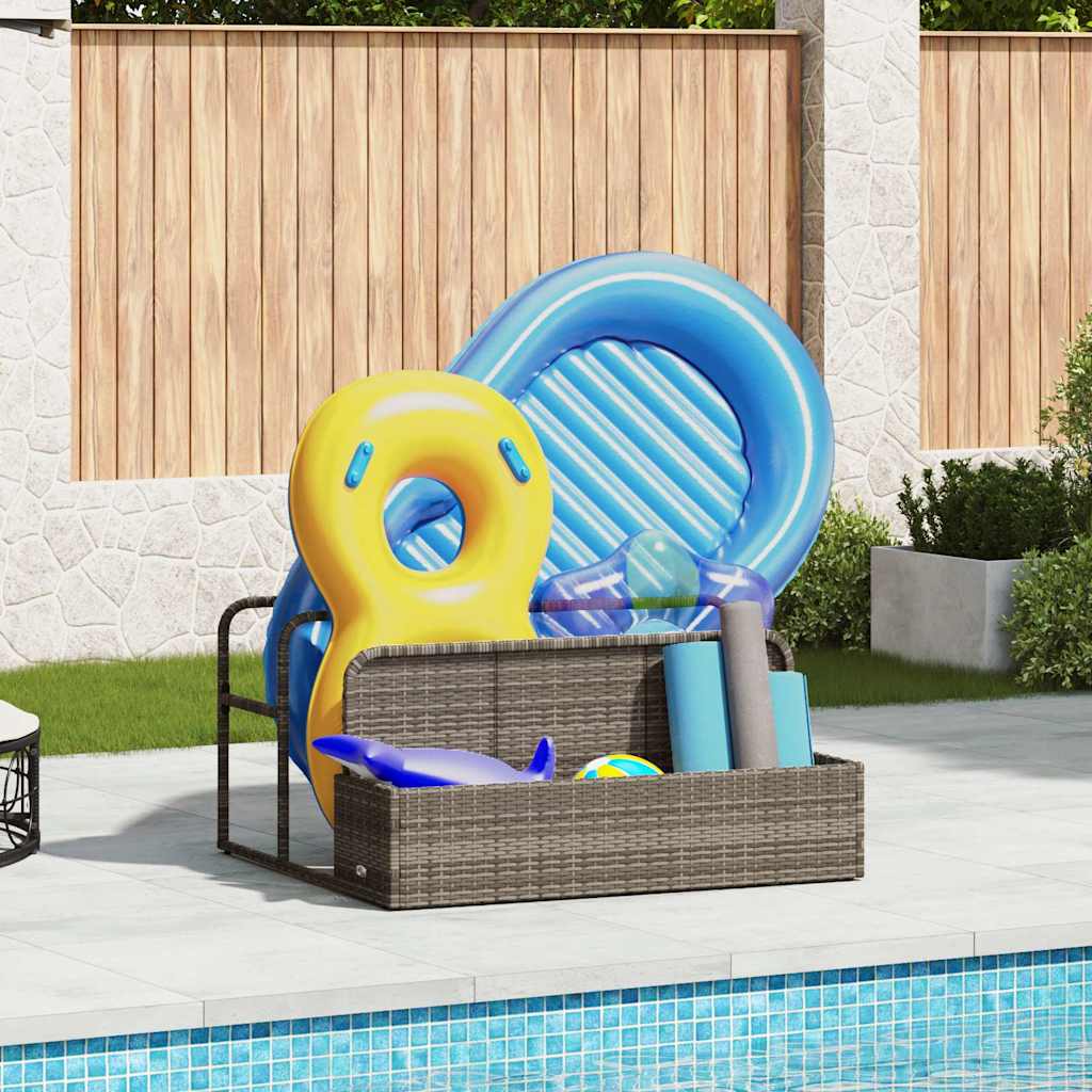 vidaXL Pool Aufbewahrungsbehälter Grau 110x100x57 cm Poly Rattan