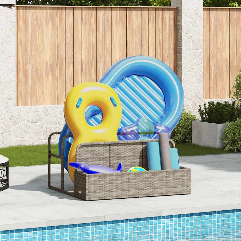 vidaXL Pool Aufbewahrungsbehälter Hellgrau 110x100x57 cm Poly Rattan