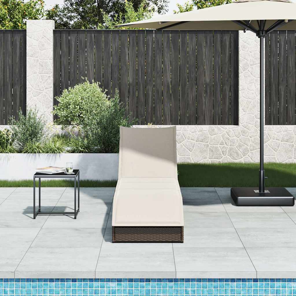 Thumbnail - vidaXL Klappliege mit Auflage und Stauraum Braun Poly-Rattan