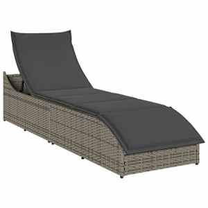 Zložljivi ležalnik za sončenje z blazino in shranjevanjem rjav