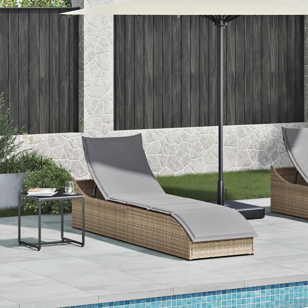 Thumbnail - vidaXL Klappliege mit Auflage und Stauraum Beige Poly-Rattan