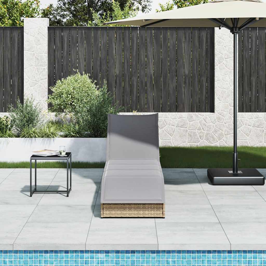 Thumbnail - vidaXL Klappliege mit Auflage und Stauraum Beige Poly-Rattan