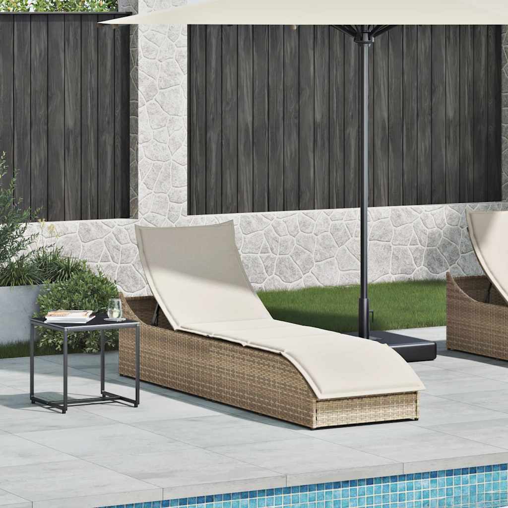 Thumbnail - vidaXL Klappliege mit Auflage und Stauraum Beige Poly-Rattan