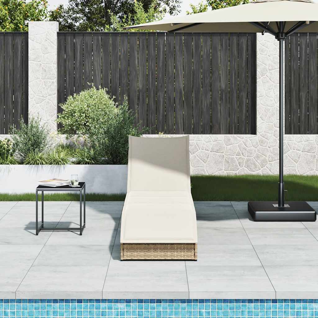 Thumbnail - vidaXL Klappliege mit Auflage und Stauraum Beige Poly-Rattan