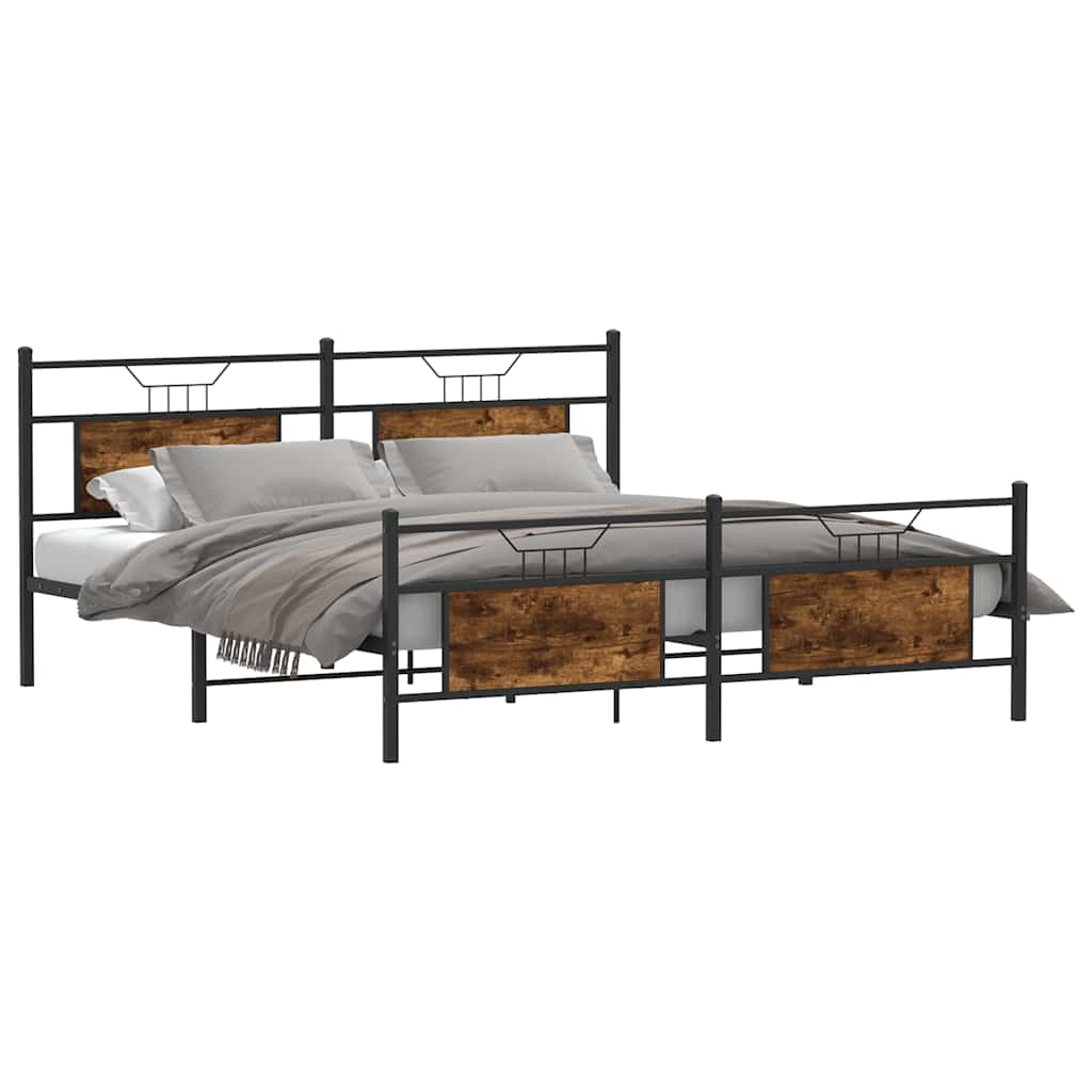 vidaXL Bedframe zonder matras metaal gerookt eikenkleurig 183x213 cm afbeelding