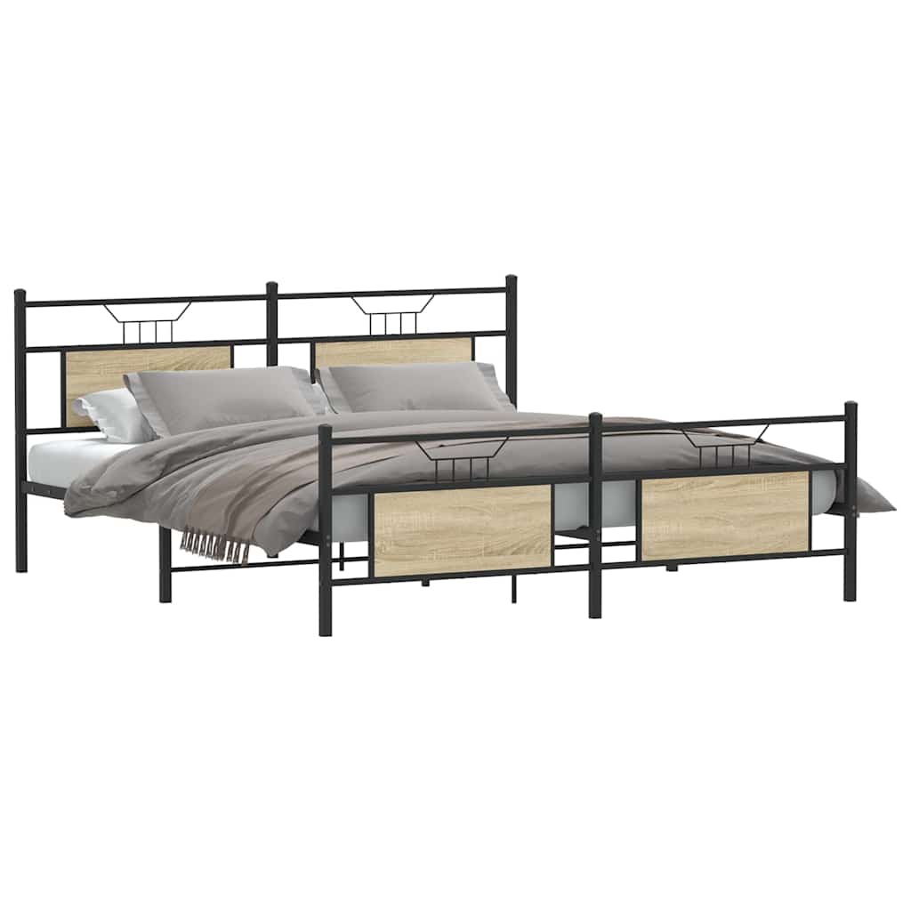 Thumbnail - vidaXL Metallbett ohne Matratze Sonoma-Eiche 183x213 cm