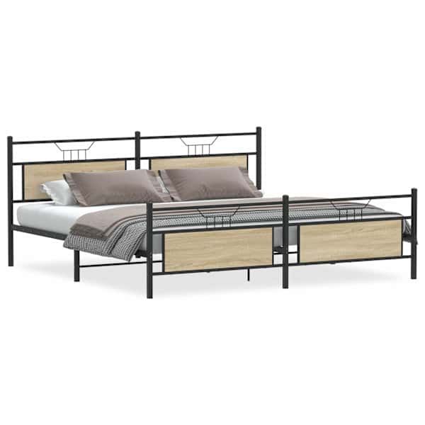 vidaXL metallist voodiraam ilma madratsita Sonoma tamm 193x201 cm