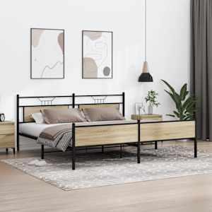 Kovový rám postele bez matrace dub sonoma 193 x 203 cm - obrázek 4