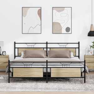 Kovový rám postele bez matrace dub sonoma 193 x 203 cm - obrázek 1