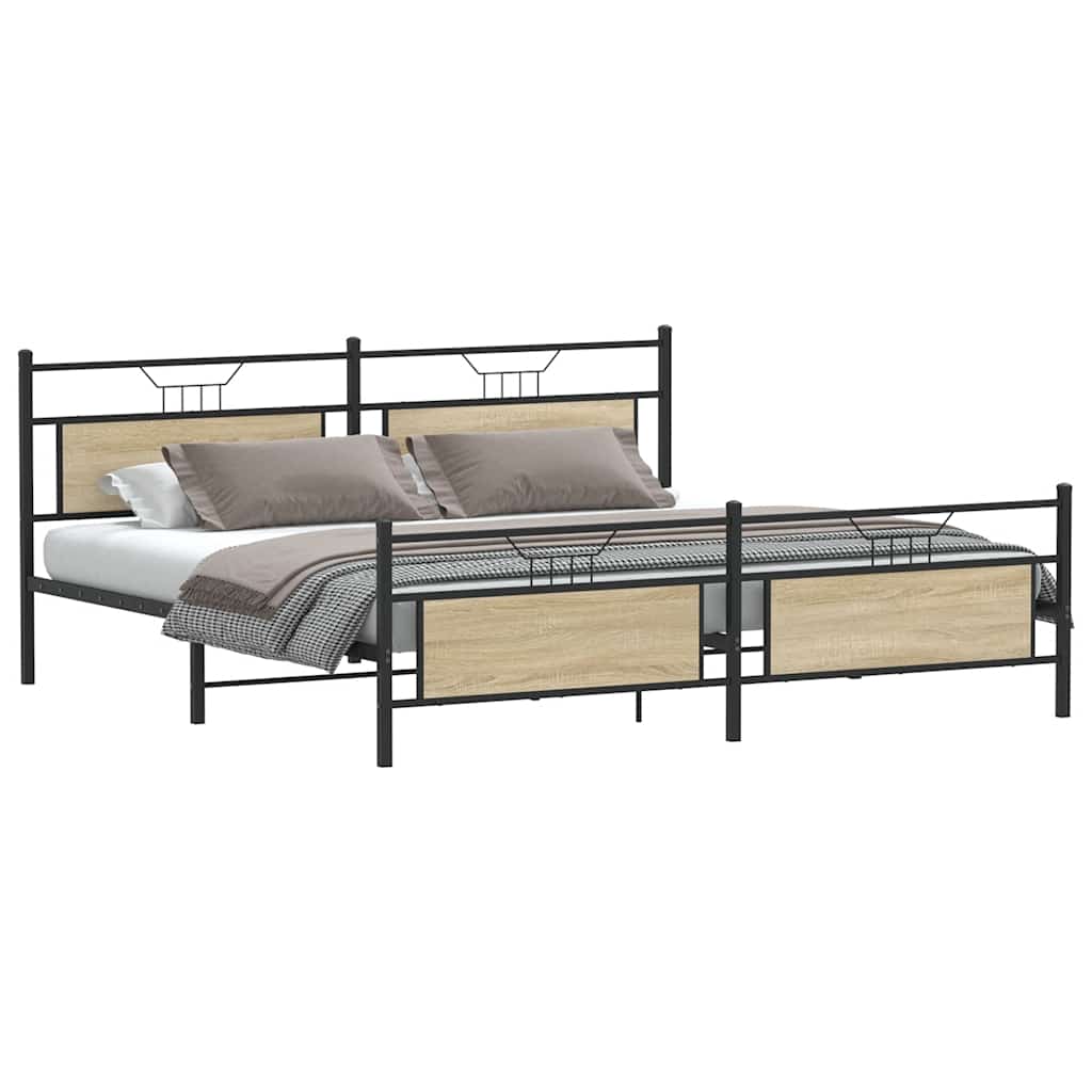 vidaXL Bedframe zonder matras metaal sonoma eikenkleur 200x200 cm afbeelding