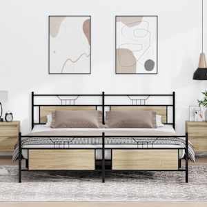 Kovový rám postele bez matrace dub sonoma 200 x 200 cm - obrázek 1