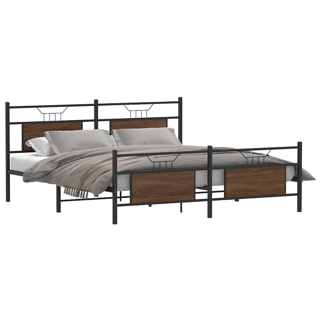 vidaXL Bedframe zonder matras metaal bruin eikenkleurig 160x200 cm afbeelding