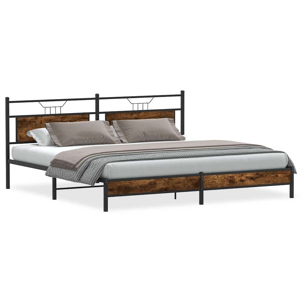 E-shop vidaXL Kovový posteľný rám bez matraca dymový dub 193x200 cm