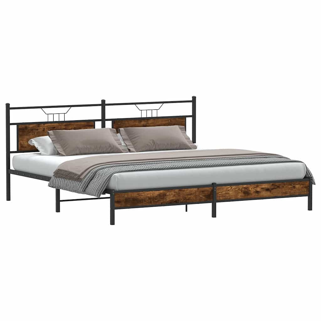 vidaXL Bedframe zonder matras metaal gerookt eikenkleurig 193x203 cm afbeelding
