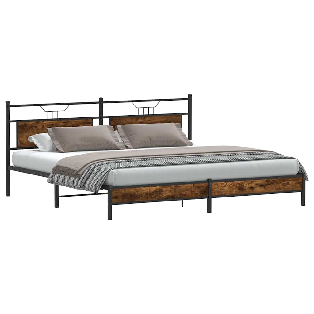 vidaXL Bedframe zonder matras metaal gerookt eikenkleurig 200x200 cm afbeelding