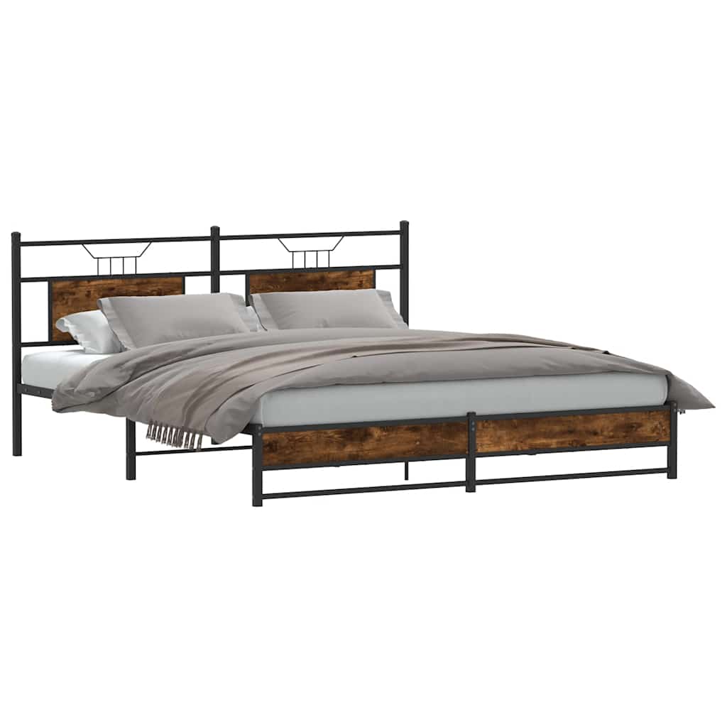 vidaXL Bedframe zonder matras metaal gerookt eikenkleurig 180x200 cm afbeelding