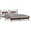 vidaXL metallist voodiraam ilma madratsita suitsutatud tamm 183x213 cm
