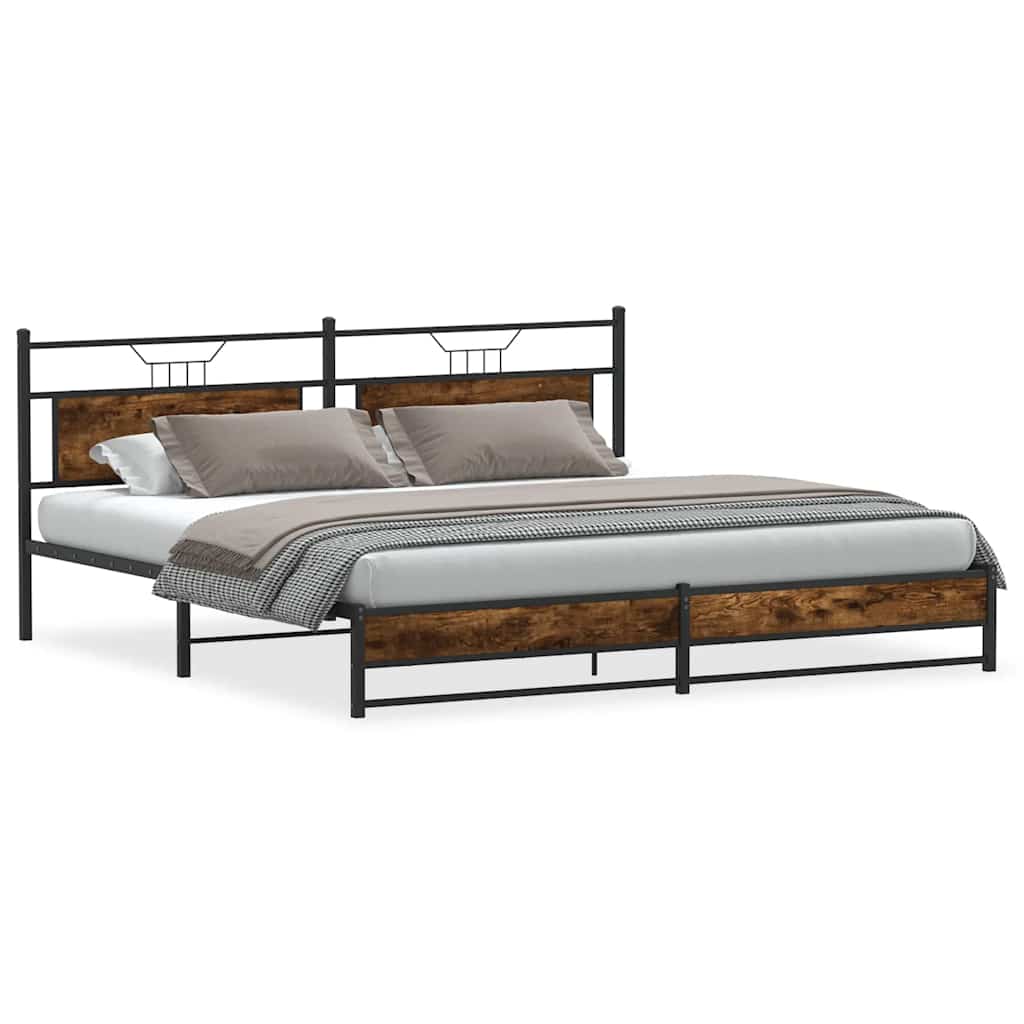 Thumbnail - vidaXL Metallbett ohne Matratze Räuchereiche 200x200 cm