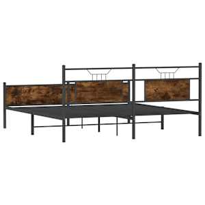 Kovový rám postele bez matrace kouřový dub 183 x 213 cm - obrázek 8
