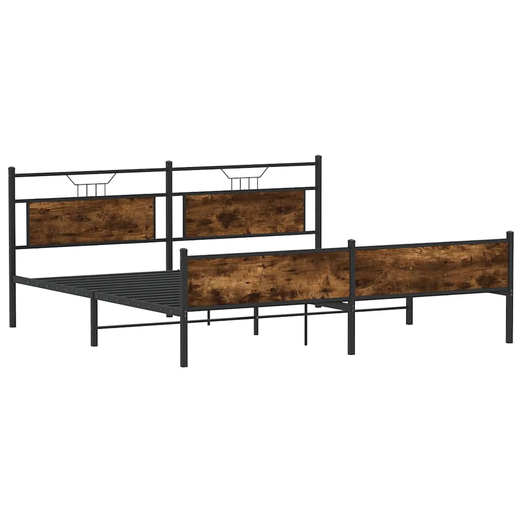 vidaXL Bedframe zonder matras metaal gerookt eikenkleurig 193x203 cm afbeelding