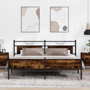 Kovový rám postele bez matrace kouřový dub 200 x 200 cm - obrázek 4