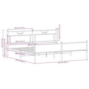 Kovový rám postele bez matrace kouřový dub 200 x 200 cm - obrázek 11
