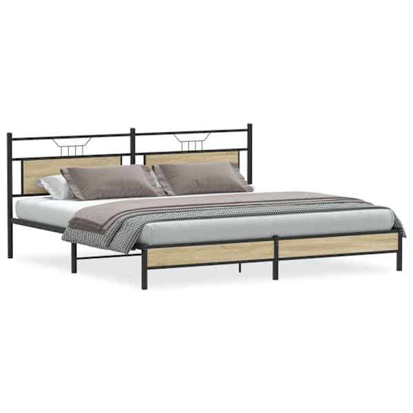 vidaXL metallist voodiraam ilma madratsita Sonoma tamm 193x201 cm