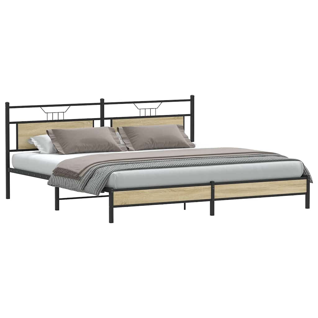 vidaXL Bedframe zonder matras metaal sonoma eikenkleurig 193x203 cm, foto 4