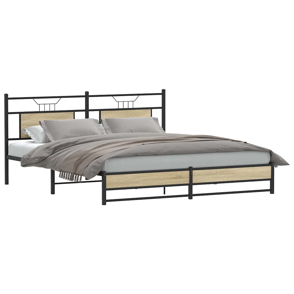 vidaXL Bedframe zonder matras metaal sonoma eikenkleurig 180x200 cm afbeelding