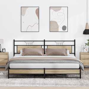 Kovový rám postele bez matrace dub sonoma 193 x 203 cm - obrázek 1