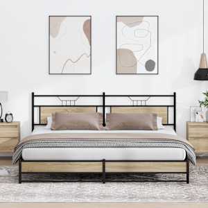 Kovový rám postele bez matrace dub sonoma 200 x 200 cm - obrázek 1