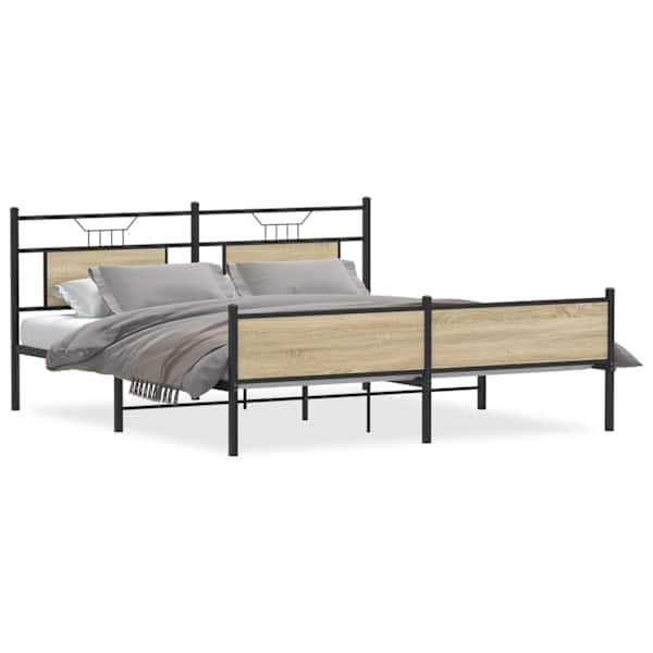vidaXL metallist voodiraam ilma madratsita Sonoma tamm 160x200 cm