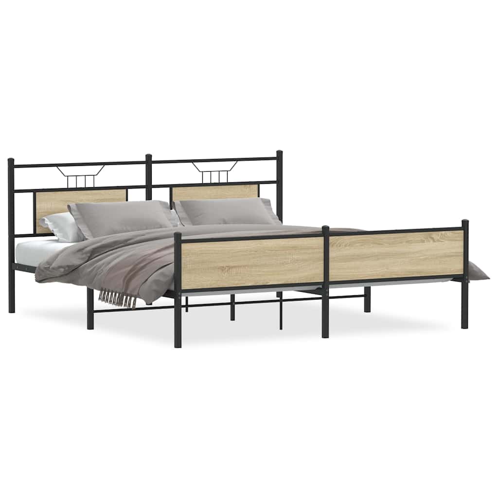 Thumbnail - vidaXL Metallbett ohne Matratze Sonoma-Eiche 160x200 cm