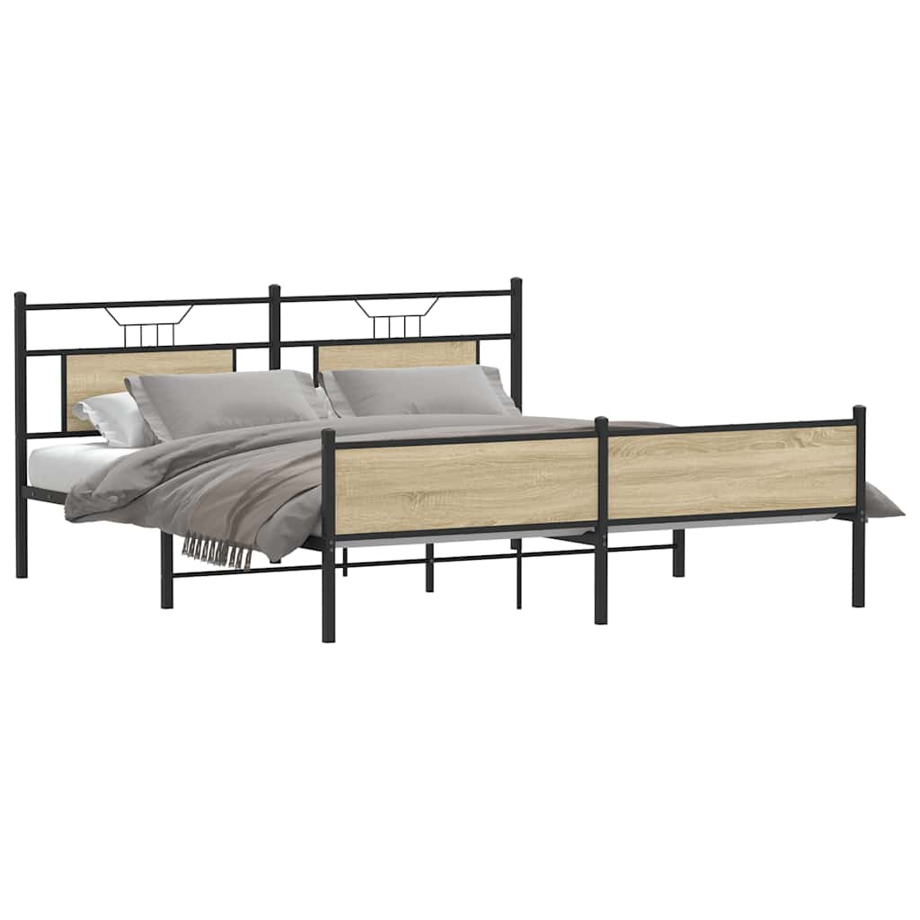 Thumbnail - vidaXL Metallbett ohne Matratze Sonoma-Eiche 183x213 cm