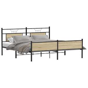 Kovový rám postele bez matrace dub sonoma 183 x 213 cm - obrázek 3