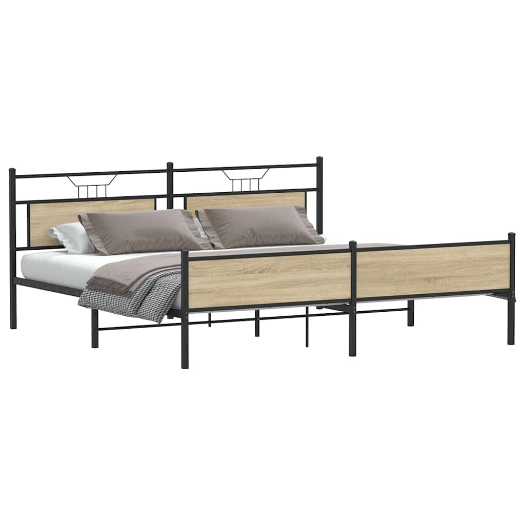 vidaXL Bedframe zonder matras metaal sonoma eikenkleurig 193x203 cm afbeelding