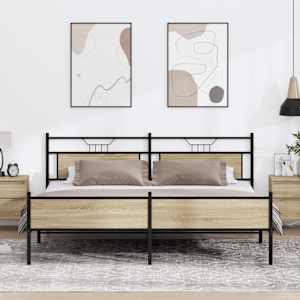 Kovový rám postele bez matrace dub sonoma 193 x 201 cm - obrázek 1