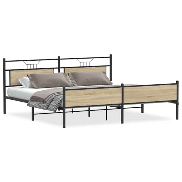 vidaXL metallist voodiraam ilma madratsita Sonoma tamm 200x200 cm