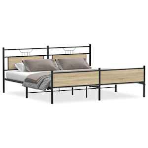 Kovový rám postele bez matrace dub sonoma 200 x 200 cm - obrázek 2