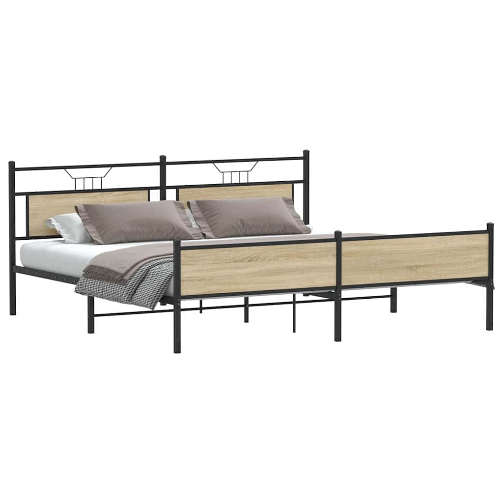 vidaXL Bedframe zonder matras metaal sonoma eikenkleur 200x200 cm afbeelding