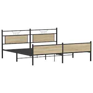 Kovový rám postele bez matrace dub sonoma 200 x 200 cm - obrázek 5