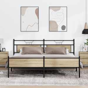 Kovový rám postele bez matrace dub sonoma 200 x 200 cm - obrázek 1