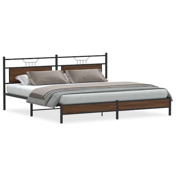 vidaXL metallist voodiraam ilma madratsita pruun tamm 193x201 cm