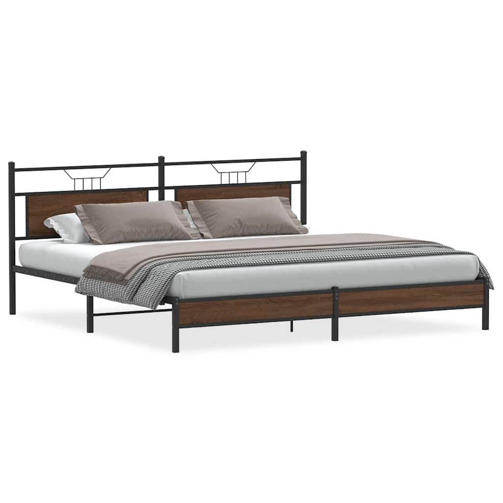 vidaXL Bedframe zonder matras metaal bruin eikenkleur 193x203 cm, foto 3