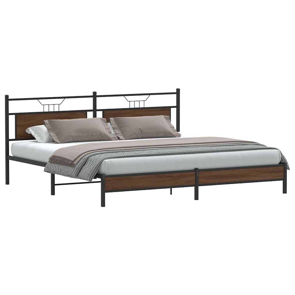 vidaXL Bedframe zonder matras metaal bruin eikenkleur 193x203 cm, foto 4