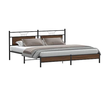 vidaXL Cadre de lit en m&eacute;tal sans matelas ch&ecirc;ne marron 200x200 cm