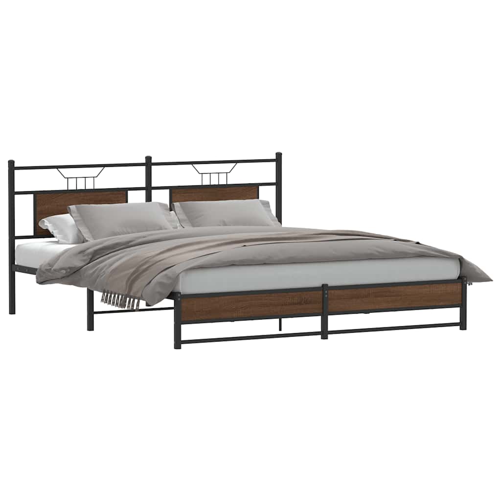 vidaXL Bedframe zonder matras metaal bruin eikenkleur 180x200 cm afbeelding