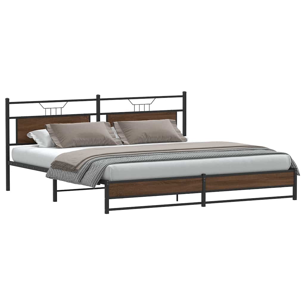vidaXL Bedframe zonder matras metaal bruin eikenkleur 193x203 cm afbeelding