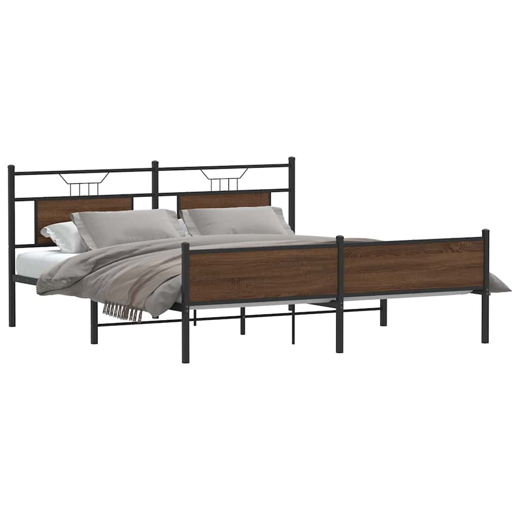vidaXL Bedframe zonder matras metaal bruin eikenkleur 180x200 cm afbeelding