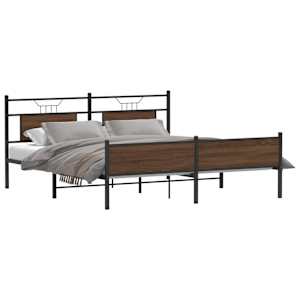 Kovový rám postele bez matrace hnědý dub 183 x 213 cm - obrázek 3